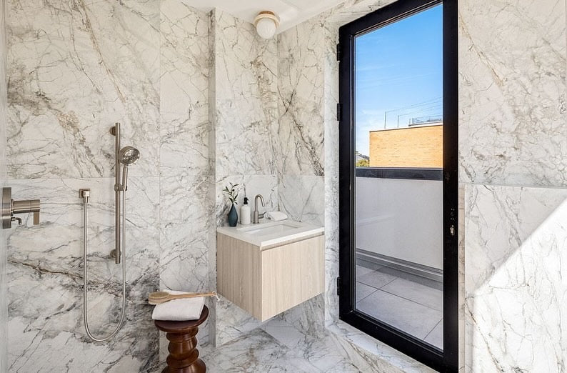 Elegant marble bathroom with modern fixtures
